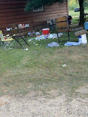 Just shows how good of a time the parties can be. Obviously this was all cleaned before and after the cabin goers visited.