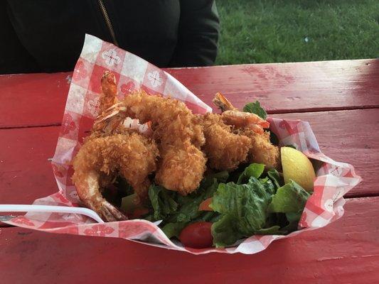 Coconut shrimp with a side salad