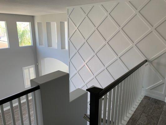 Custom molding install and handrail painting