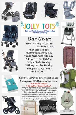 We offet baby equipment rentals