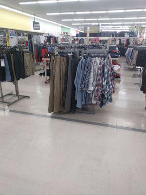 The men's shirt and slacks section