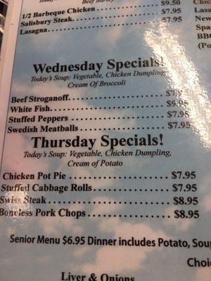 More menu daily specials.  Soups are decent.