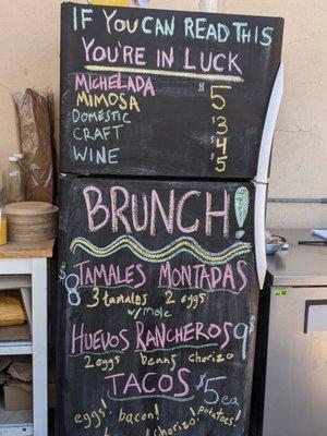 Brunch menu