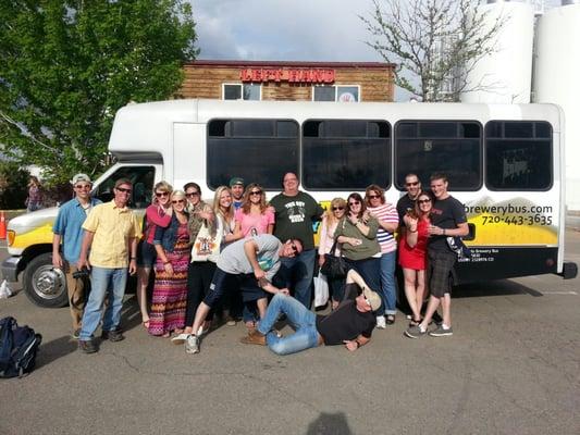 Just another fun brewery bus group at Left Hand. Having a blast!