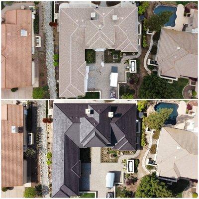 Roof paint coating before and after