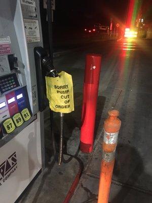 Gas pumps  out of order