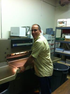 Here is a photo of the Jeff operating the cutter