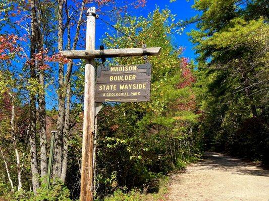 Entrance to the dirt road that leads to the trail parking area