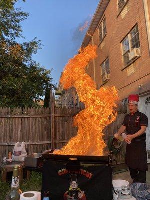 Chef Caviar lighting it up for us!