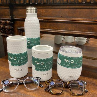 Peepers reading glasses and Swig drink ware