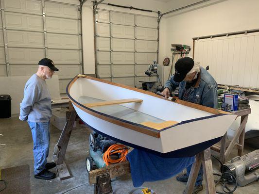 Wooden boat building for senior Veterans with the Silver Eagle Project at Leeside Manor senior day care in Arlington, WA.