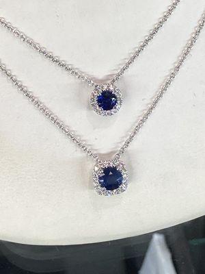 Sapphire and diamond pendants