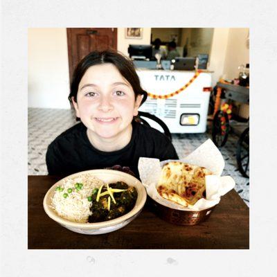 Plain naan and Chicken Saag Bowl