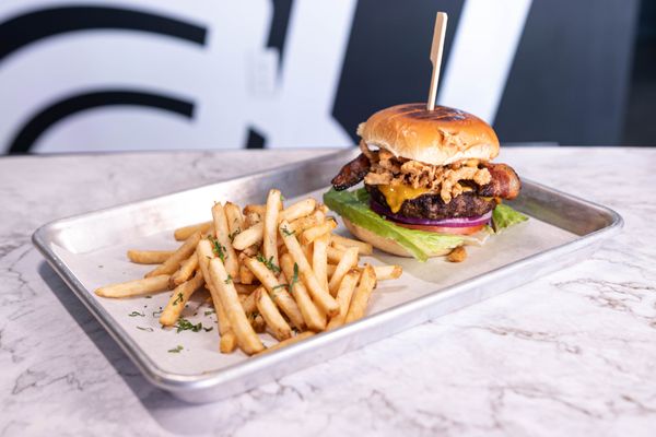 Bacon Cheeseburger with fries