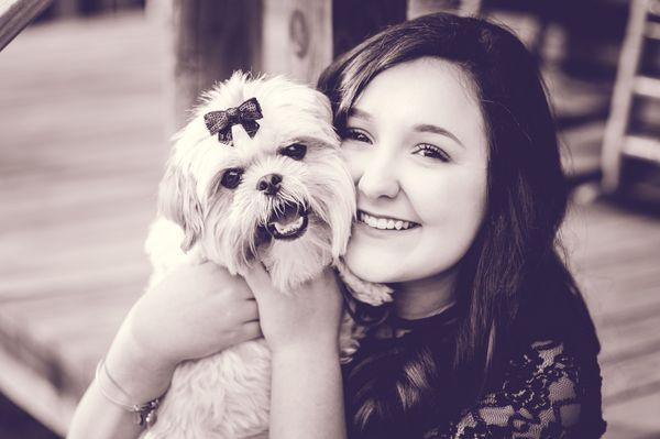 16th birthday photo with family pet