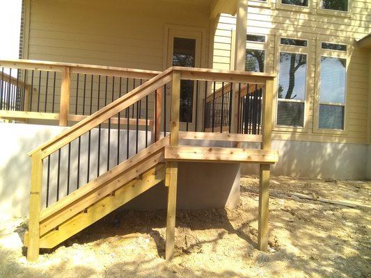 stairs and rails with metal baulisters