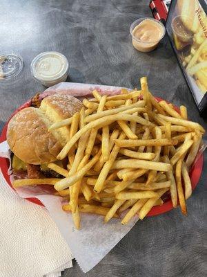 Big boss burger with small fries