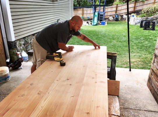 Finishing a custom for bar top