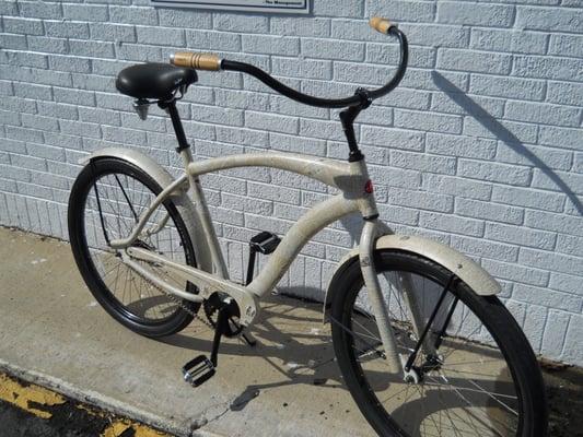 My "Biblio bike" a cruiser covered in vintage dictionary pages. It's an educational art bike and a good ride