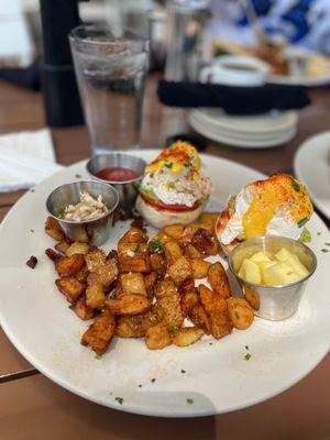 Crab and avocado Benedict