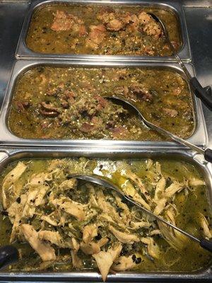 Pork rib chile verde.        Steak chile verde.         Chicken chile verde