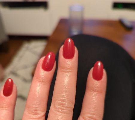 Red dip manicure