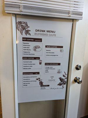 Drink menu