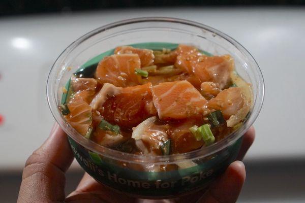 Salmon poke w/ sesame oil (so good) 1/2 pound portion *9/30/22