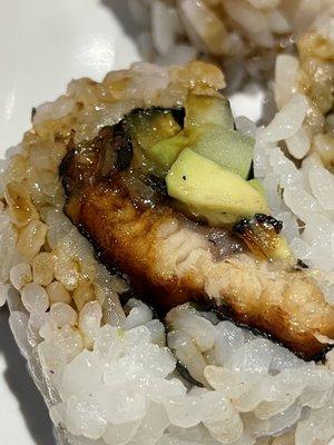 Eel roll close up