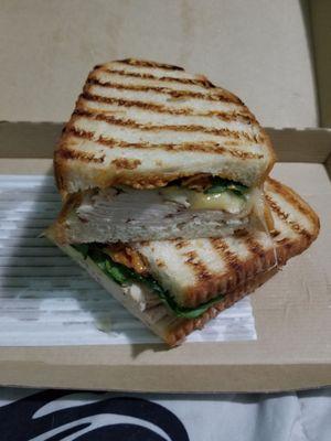 oven roasted Turkey and bacon swiss panini