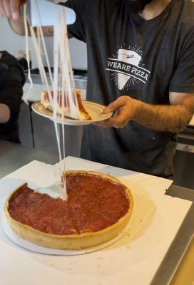 100% real butter crust and loads of freshly shredded mozzarella!