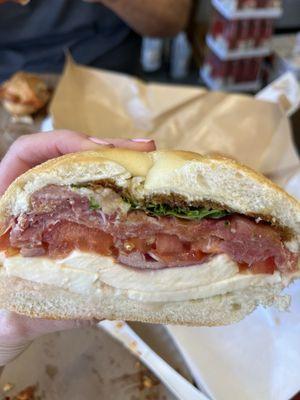 Mozzarella and prosciutto sandwich