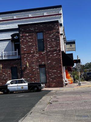 Mayberry Cafe and Barney's police car.