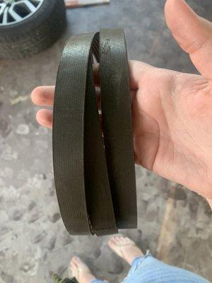 Old belt with no cracks or rips (even though Midas said it needed to be replaced immediately due to cracks)