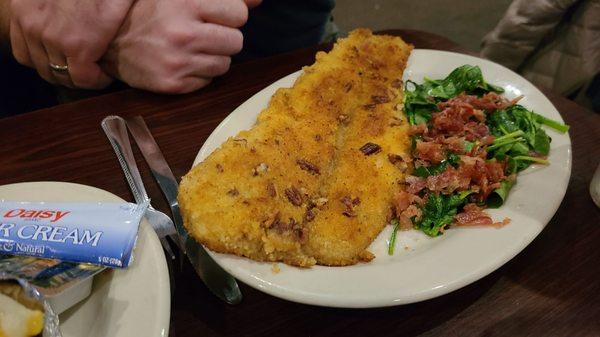 Fish, broccoli and baked potato