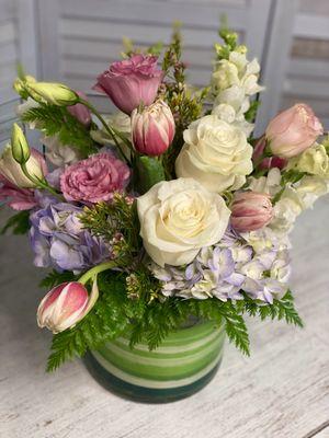 Tulips and hydrangea