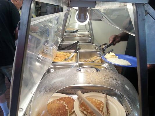 Breakfast buffet!!!!  Those pancakes looked oh so good and fluffy.