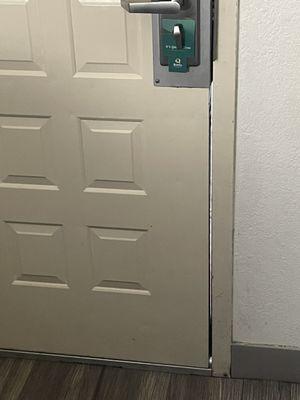 Gap in door to outside.