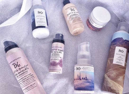 R + Co and Bumble and bumble dry shampoos