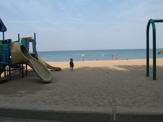 In the summer, a terrific place to take the kids to burn off energy on the playground.