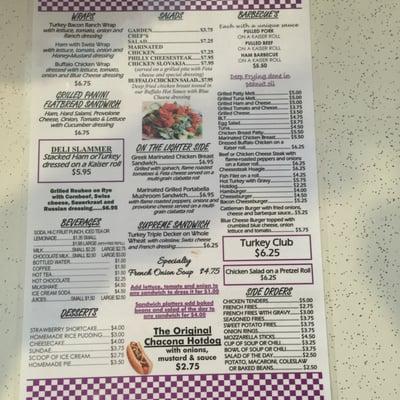 One side of the menu.