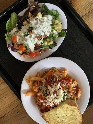 Lunch pasta and salad combo