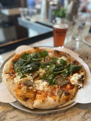 Meatball and ricotta pizza