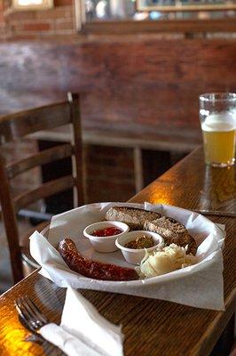 The bison brat with homemade bread