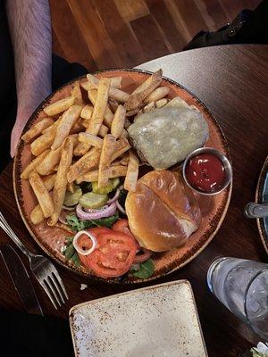 Hamburger and french fries