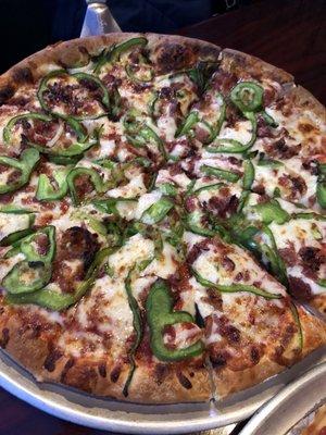 Medium bacon & green peppers pizza $18.50