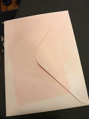 Card envelope was sun faded