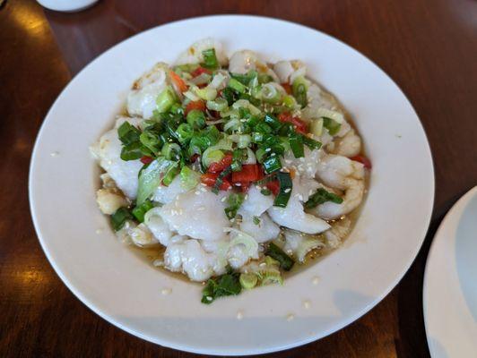 Fish with scallion oil