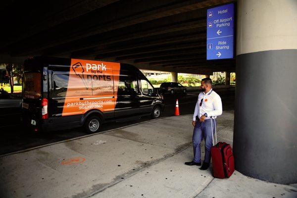 In between terminal 1 and 2 at the pick-up location