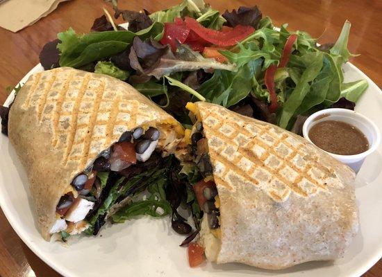 Southwest Chicken wrap with a side salad